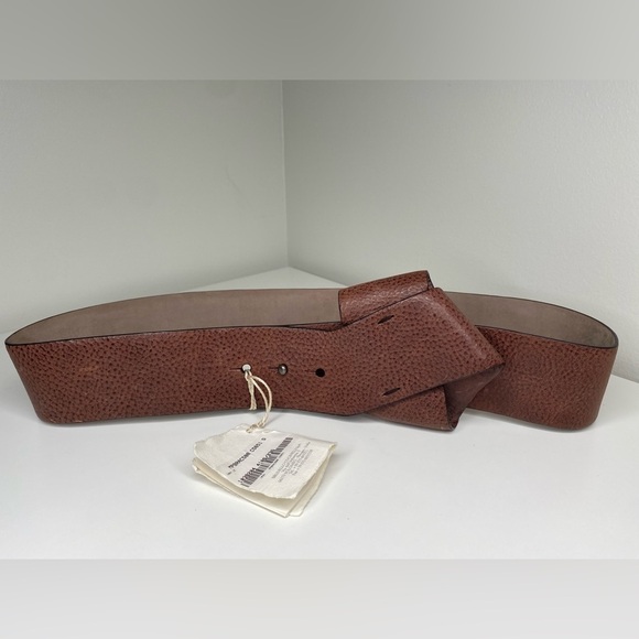 Brunello Cucinelli Wide Fold Detail Brown Women's Belt 🌟 - Picture 3 of 12